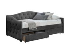 Halmar Čalouněná postel ALOHA se zásuvkami velvet šedá 90x200