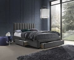 Halmar Čalouněná postel GRACE se zásuvkami velvet šedá 160x200