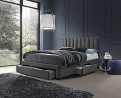 Halmar Čalouněná postel GRACE se zásuvkami velvet šedá 160x200