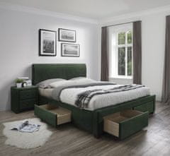 Halmar Čalouněná postel MODENA 3 se zásuvkami velvet tmavě zelená 160x200