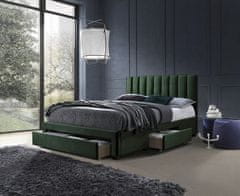 Halmar Čalouněná postel GRACE se zásuvkami velvet tmavě zelená 160x200