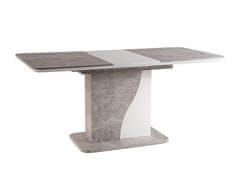 Signal Rozkládací jídelní stůl SYRIUSZ 120(160)x80 šedý (efekt betonu)/bílý mat