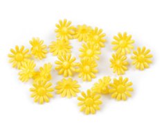 Plastové knoflíky / korálky květ Ø15 mm - žlutá (20 ks)