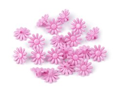 Plastové knoflíky / korálky květ Ø15 mm - růžová sv. (20 ks)