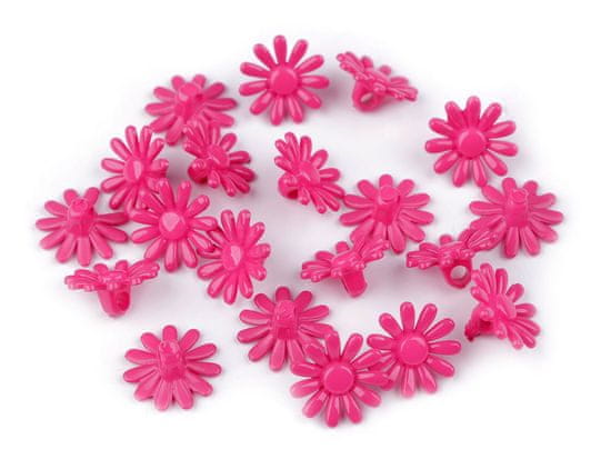 Plastové knoflíky / korálky květ Ø15 mm - pink (20 ks)