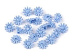 Plastové knoflíky / korálky květ Ø15 mm - modrá světlá (20 ks)