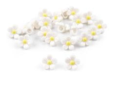 Plastové knoflíky / korálky květ Ø11 mm - bílá (20 ks)