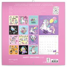 Notique Poznámkový kalendář Šťastní jednorožci 2025, 30 x 30 cm