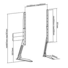 Nedis Pevný stojan na TV stolek | 13-70" | Maximální podporovaná hmotnost obrazovky: 50 kg | Nastavitelné přednastavené výšky | Ocel | Černá 