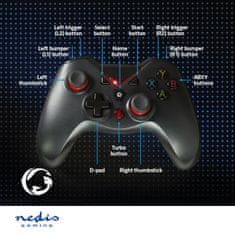 Nedis Gamepad | USB Type-A | Napájení USB | PC | Počet tlačítek: 12 | Délka kabelu: 1,60 m | Černá 