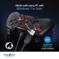 Nedis Gamepad | USB Type-A | Napájení USB | PC | Počet tlačítek: 12 | Délka kabelu: 1,60 m | Černá 