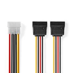 Nedis Vnitřní napájecí kabel | Molex Muž | 2x SATA 15pinová samice | Pozlaceno | 0,15 m | Kulatý | PVC | Vícebarevné | Box 