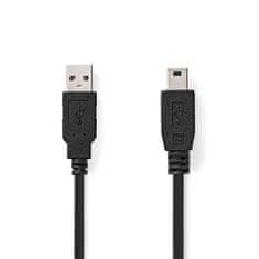 Nedis USB kabel | USB 2.0 | USB-A samec | USB Mini-B 5kolíkový samec | 480 Mbps | Niklovaný | 5,00 m | Kulatý | PVC | Černá | Označení 