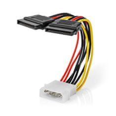 Nedis Vnitřní napájecí kabel | Molex Muž | 2x SATA 15pinová samice | Pozlaceno | 0,15 m | Kulatý | PVC | Vícebarevné | Box 