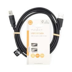 Nedis USB kabel | USB 2.0 | USB-A samec | USB-A samec | 480 Mbps | Niklovaný | 2,00 m | Kulatý | PVC | Černá | Označení 