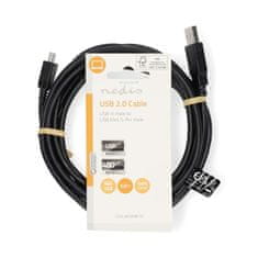 Nedis USB kabel | USB 2.0 | USB-A samec | USB Mini-B 5kolíkový samec | 480 Mbps | Niklovaný | 3,00 m | Kulatý | PVC | Černá | Označení 