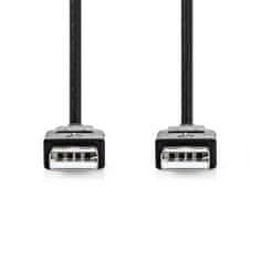 Nedis USB kabel | USB 2.0 | USB-A samec | USB-A samec | 480 Mbps | Niklovaný | 2,00 m | Kulatý | PVC | Černá | Označení 