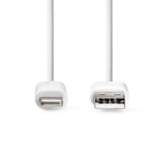 Nedis Lightning kabel | USB 2.0 | Apple Lightning 8pin | USB-A samec | 480 Mbps | Niklovaný | 3,00 m | Kulatý | PVC | Bílá | Označení 