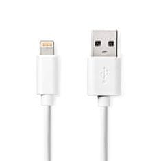 Nedis Lightning kabel | USB 2.0 | Apple Lightning 8pin | USB-A samec | 480 Mbps | Niklovaný | 3,00 m | Kulatý | PVC | Bílá | Označení 