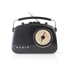 Nedis FM rádio | Design stolu | AM / FM | Napájení z baterie / Napájení ze sítě | Analogový | 4,5 W | Rukojeť na přenášení | Černá 