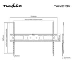 Nedis Pevný držák TV na stěnu | 60-100" | Maximální podporovaná hmotnost obrazovky: 75 kg | Minimální vzdálenost od stěny: 30,5 mm | Kov / ocel | Černá 