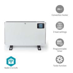 Nedis SmartLife konvekční ohřívač | Wi-Fi | 2000 W | 3 Nastavení ohřevu | LCD | 5 - 37 °C | Nastavitelný termostat | Bílý 