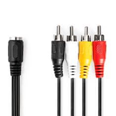 Nedis DIN audio kabel | DIN 5-pin samice | 4x RCA samec | Poniklovaný | 0,20 m | Kulatý | PVC | Černá | Označení 