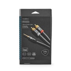 Nedis Stereo audio kabel | 3,5 mm samec | 2x RCA samec | Pozlaceno | 1,00 m | Kulatý | Šedá / Šedá S kovem | Karton se zakrytým oknem 