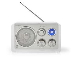 Nedis FM rádio | Design desky | FM | Napájecí adaptér | Analogový | 15 W | Bluetooth | Bílý 