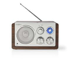 Nedis FM rádio | Design desky | FM | Napájecí adaptér | Analogový | 15 W | Bluetooth | Hnědý 