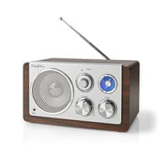 Nedis FM rádio | Design desky | FM | Napájecí adaptér | Analogový | 15 W | Bluetooth | Hnědý 