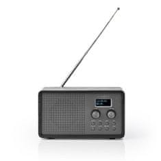 Nedis Rádio DAB+ | Design stolu | DAB+ / FM | 1,3" | Černobílá obrazovka | Napájení z baterie / USB | Digitální | 4,5 W | Bluetooth | Budík | Časovač spánku | Černá 