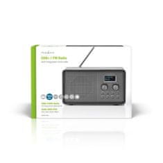 Nedis Rádio DAB+ | Design stolu | DAB+ / FM | 1,3" | Černobílá obrazovka | Napájení z baterie / USB | Digitální | 4,5 W | Bluetooth | Budík | Časovač spánku | Černá 