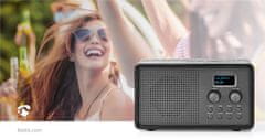 Nedis Rádio DAB+ | Design stolu | DAB+ / FM | 1,3" | Černobílá obrazovka | Napájení z baterie / USB | Digitální | 4,5 W | Bluetooth | Budík | Časovač spánku | Černá 