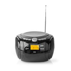 Nedis CD přehrávač Boombox | Provoz na baterie / napájecí adaptér | Stereo | 9 W| Bluetooth | FM | USB přehrávání | Rukojeť na přenášení | Černá 