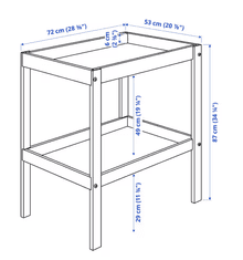 IKEA  Přebalovací pult, buk a. bílá barva 72x53 cm