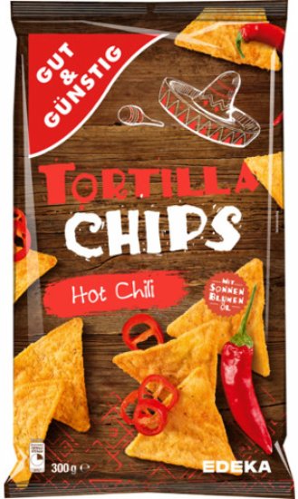 Gut & Gustig G&G Tortilla chips, HOT CHILI, 300 g
