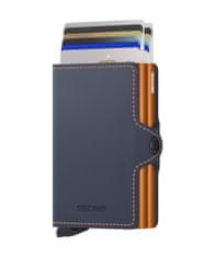 Secrid Kožená černá minipeněženka SECRID Twinwallet Matte Night Blue & Orange