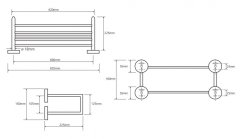 BEMETA BEMETA OMEGA: Držák na ručníky dvojitý s hrazdou 600 mm 104205102 - Bemeta