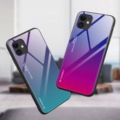 FORCELL pouzdro Gradient Glass, zadní kryt s tvrzeným sklem pro iPhone 12 mini , růžová, 9111201911215