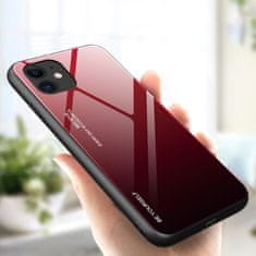 FORCELL pouzdro Gradient Glass, zadní kryt s tvrzeným sklem pro iPhone 12 mini černo-, červená, 9111201911239