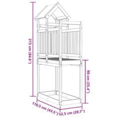 Vidaxl Hrací věž 110,5 x 52,5 x 215 cm masivní borové dřevo