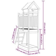 Vidaxl Hrací věž se žebříkem 110,5x52,5x215 cm masivní borové dřevo