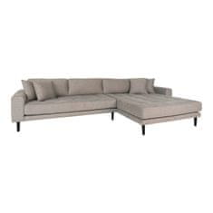 House Nordic Pohovka Lounge Sofa, pravá strana v kamenné barvě se čtyřmi polštáři a nohami z černého dřeva, HN1030