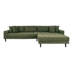 House Nordic Pohovka Lounge Sofa, pravá strana v olivově zelené barvě se čtyřmi polštáři a nohami z černého dřeva, HN1020