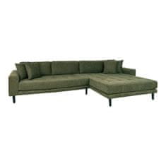 House Nordic Pohovka Lounge Sofa, pravá strana v olivově zelené barvě se čtyřmi polštáři a nohami z černého dřeva, HN1020