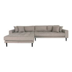 House Nordic Pohovka Lounge Sofa, levá strana v kamenné barvě se čtyřmi polštáři a černými dřevěnými nohami, HN1030