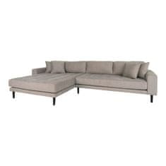 House Nordic Pohovka Lounge Sofa, levá strana v kamenné barvě se čtyřmi polštáři a černými dřevěnými nohami, HN1030