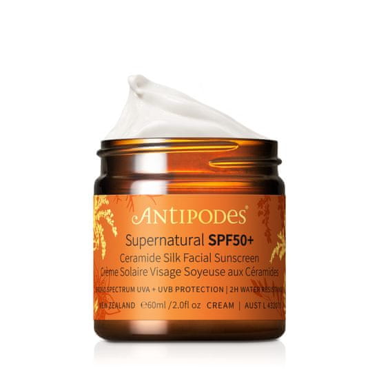 Antipodes Opalovací krém na obličej Supernatural Ceramide Silk Facial Sunscreen SPF 50+ 60 ml