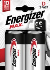 Energizer Alkalické baterie Max - 1,5 V, typ D, 2 ks